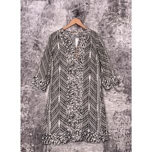 New Soft Surroundings Dress Small Womens Raven Print Long Sleeve
